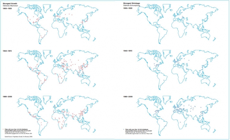 Augantys ir mažėjantys miestai. Shrinking Cities / Projektbüro Philipp Oswalt