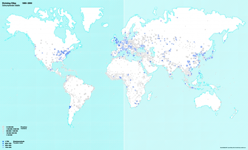 Mažėjantys miestai 1950–2000 m. Shrinking Cities / Projektbüro Philipp Oswalt