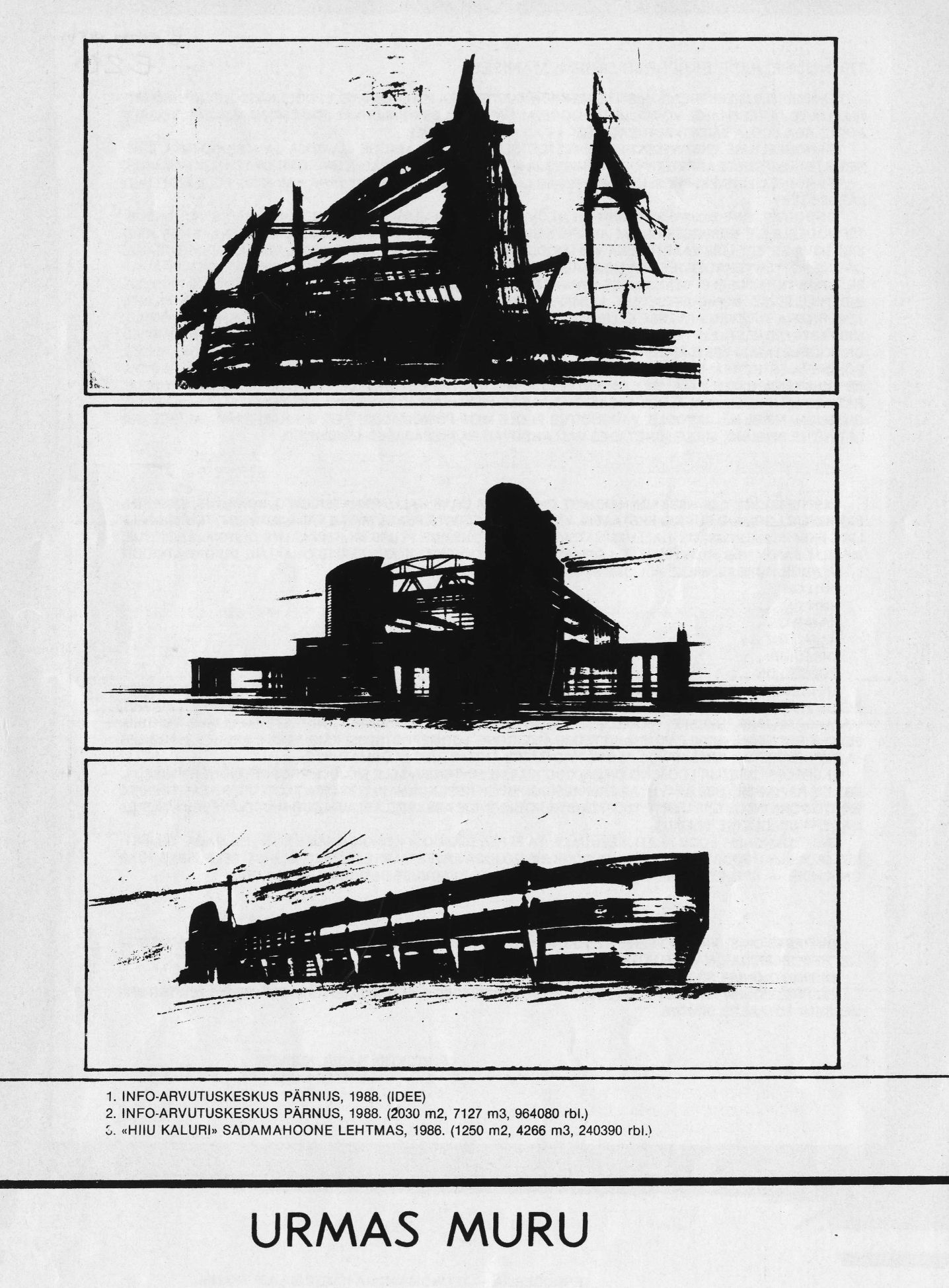 Urmas Muru, puslapiai iš „Technodelinės ekspresionistinės architektūros manifesto“