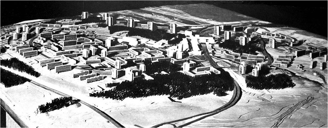 Lazdynų gyvenamojo rajono maketas, 1966, iš: Vilniaus namų statybos kombinatas, Vilnius, 1969