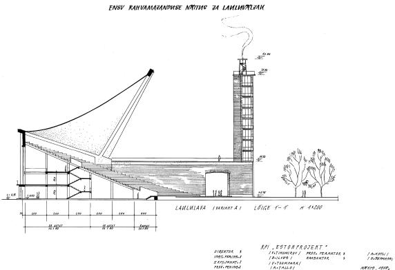 Dainų švenčių arena Taline. Brėžinys iš Estijos architektūros muziejaus