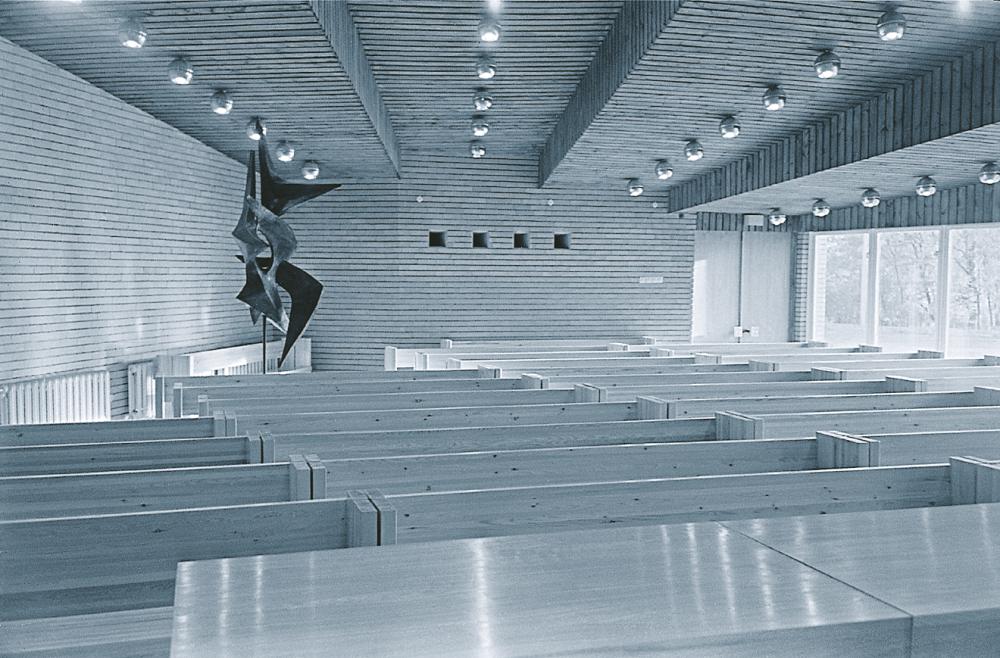 Kurtnos eksperimentinio kolūkio administracinio centro salė, architektė Valvė Pormeister, 1966 m.