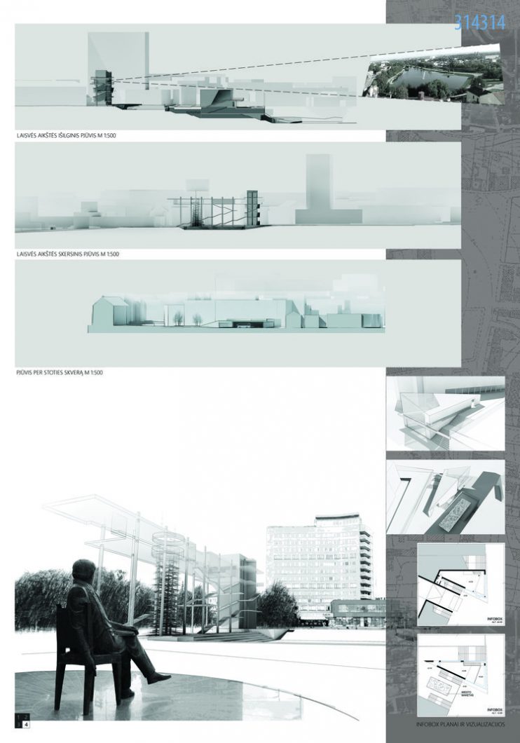 Konkursui pateikto projekto 314314 planšetas. Projekto autorių vizualizacija