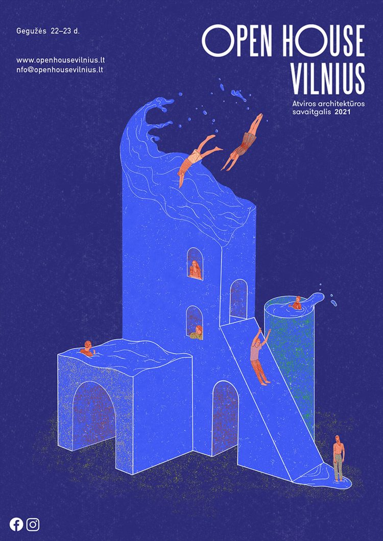 2021 m. Open House Vilnius plakatas. Autorė – Staselė Jakunskaitė.