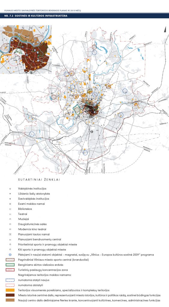 Vilniaus miesto bendrojo plano kultūros sporto ir kultūros infrastruktūros brėžinys